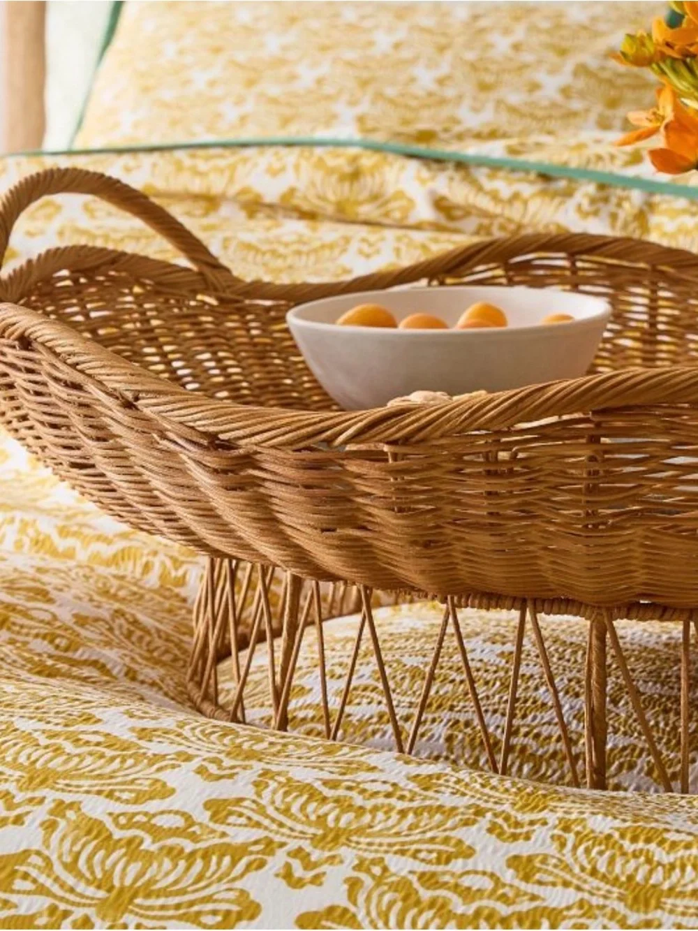 West Elm Woven Rattan Serving Basket - Natural